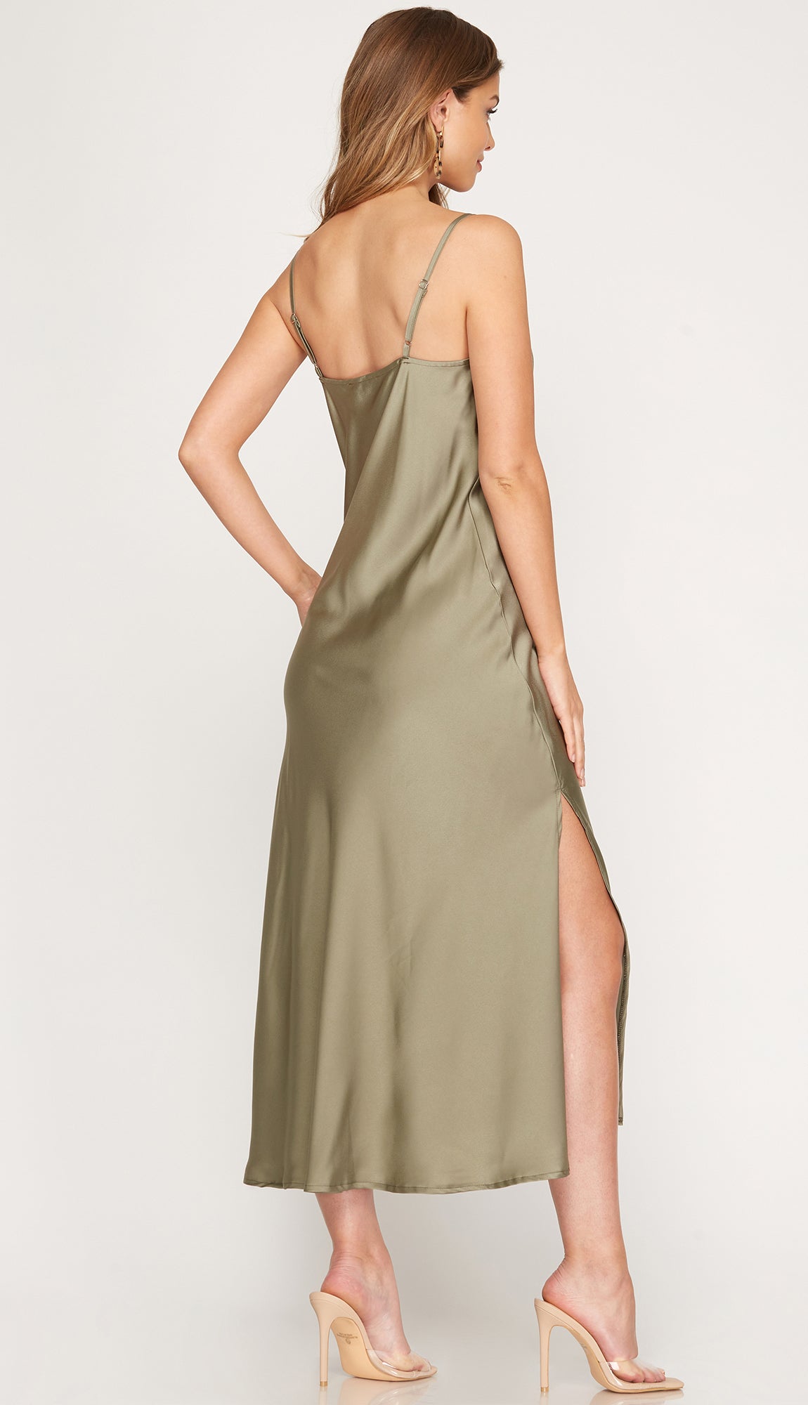 Blakely Satin Midi Dress- Champagne